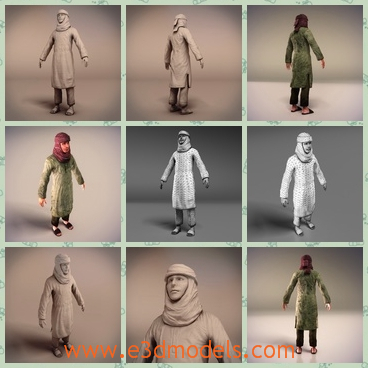 3d model the man from middle eastern - This is a 3d model of the man from Middle Eastern areas,who has a special hat on his head.The model is the soldier from Arab and Afghan.
