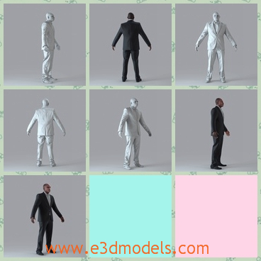 3d model the man in business suit - This is a 3d model of the man in business suit,who has the black suit on him.The model is standing on the floor.