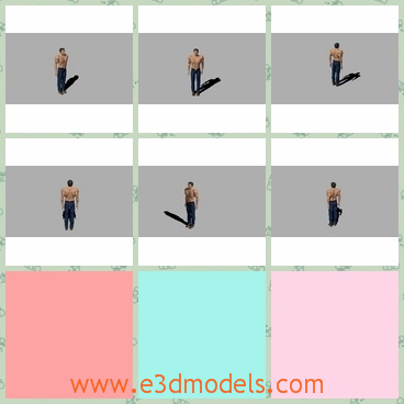 3d model the man standing naked - This is a 3d model of the man who is standing on the ground with the naked breast.The model is strong and tall.He is so attractive.