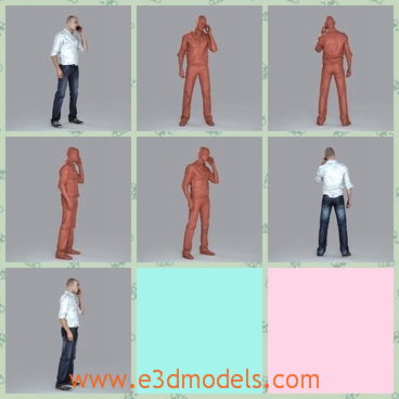 3d model the man talking on the phone - THis is a 3d model of the man,who is talking on the phone.The model tall and young and strong.