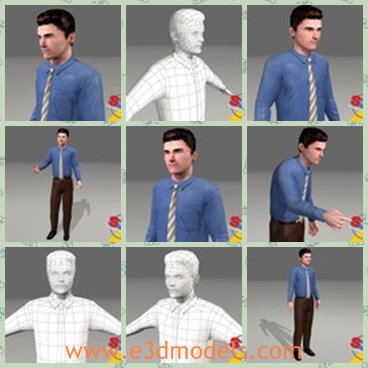 3d model the man with a tie - This is a 3d model of the man with a tie,who is the businessman in the company.The man is walking to the market.