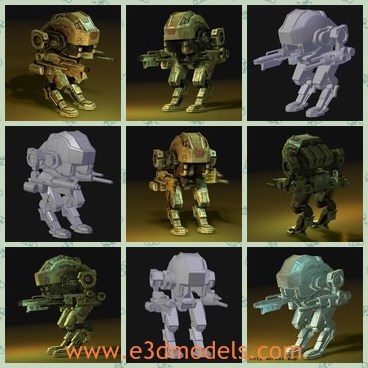 3d model the mechanical robot - This is a 3d model of the mechanical robot,which is created according to the real people.Blend file comes with full material settings and also edgesplit and mirror modifier for model.