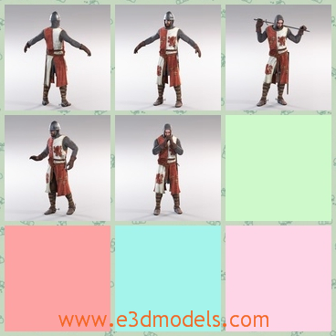 3d model the medieval knight - This is a 3d model of the medieval knight,who is standing on the ground and has a stick in his hand.The model is in his middle ages.