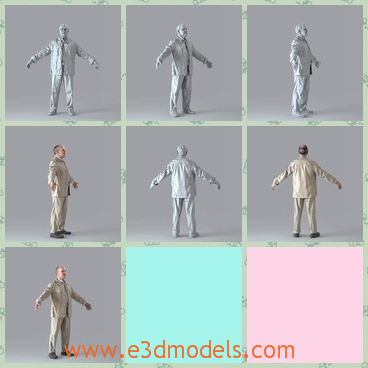 3d model the middle-aged man - This is a 3d model of the middle-aged man,who is strenching his arms.The model is short but strong.