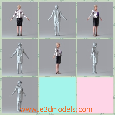 3d model the middle-aged woman - This is a 3d model of the middle-aged woman,who has short hair and skirt.The business suit suits her very well.