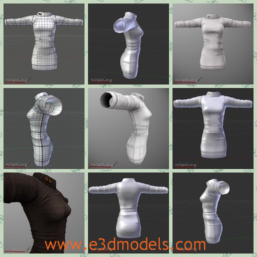 3d model the mini dress on the model - This is a 3d model about the mini dress on model,which is a sweater in white and the textures are special and tight.