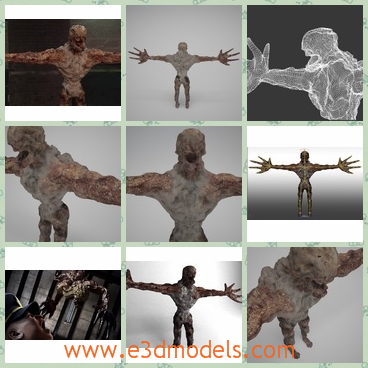3d model the monster looks terrible - This is a 3d model of the monster,which looks terrible and is made of stone and mud.The character has strange hands.