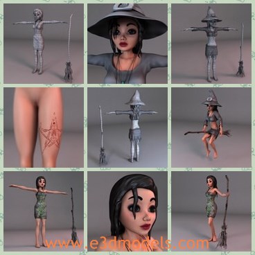 3d model the naked girl - This is a 3d model of the naked girl,who is a magic witch.The figure is a famous cartoon figure in movie.