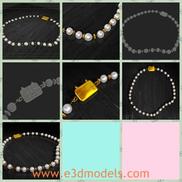 3d model the necklace - This is a 3d model of the necklace,which is created with pearl and gold chain.The  necklace is charming and expensive.