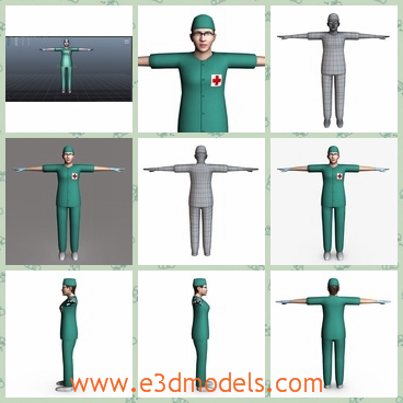 3d model the nurse woman with a hat - This is a 3d model of the nurse woman with a hat,which is tall and wearing a uniform.The model woman is going to the surgeon room.