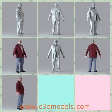 3d model the old man - This is a 3d model of the old man,who is somebody's grandpa.The model has gray hair and he has a big belly also.