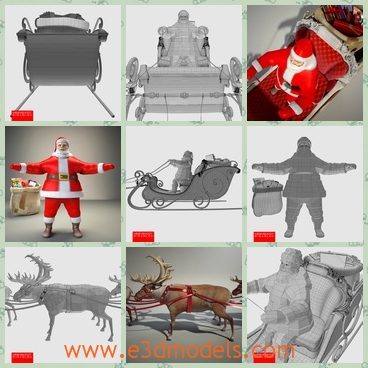 3d model the old man in the sled - This is a 3d model of the old man in the sled,which dressed the red clothes and the he drives the deers.