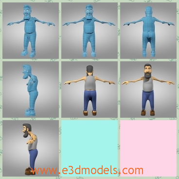 3d model the old man with mustache - This is a3d model of the old man,who is a cartoon figure and the character is made with beard or mustache.He is not tall,nor does he strong.