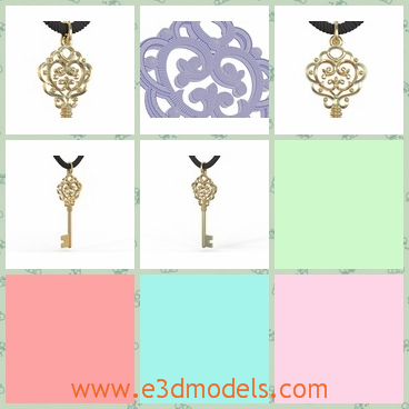 3d model the pendant key - This is a 3d model of the pendant key,which is gold and fine.The key is fine and charming and can used as the decoration.