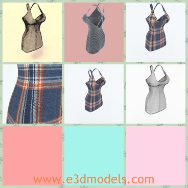3d model the plaid dress - This is a 3d model of the plaid dress,which is short and sexy.The model is popular for young people.