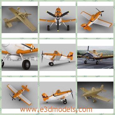 3d model the plane in yellow - This is a 3d model of the plane in yellow,which is the toy one and made for kids.The plane is the cartoon one in the movies.