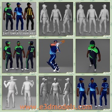 3d model the player of cricket - This is a 3d model of the player of cricket,which is presented with a glove and a hat.The model is tall and strong.