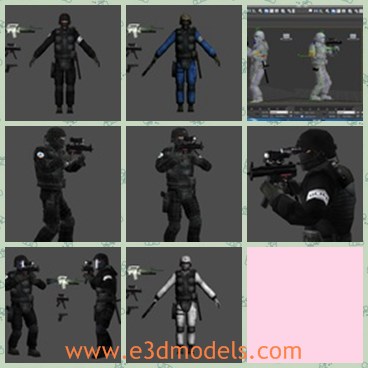 3d model the police officer - This is a 3d model of the police officer,who is standing there in uniform and gun.The model suitable for next-generation games,also good for high-end render work.