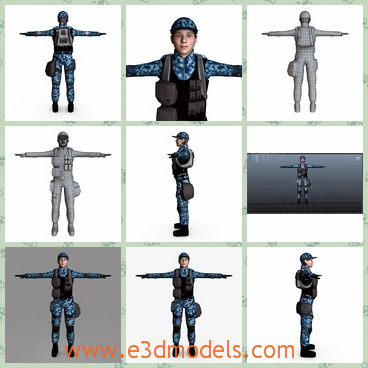 3d model the police officer - This is a 3d model of the police officer,which is strong and tall.The equipments with him are heavy but practical.