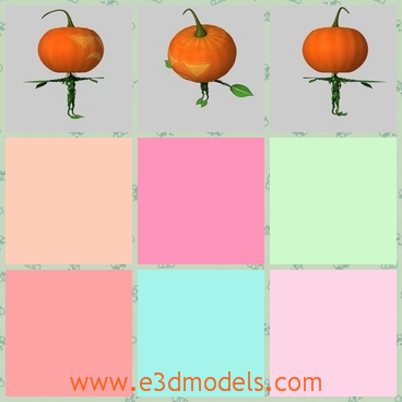 3d model the pumpkin in yellow - This is a 3d model of the pumpkin in yellow,which is round and cute.The pumpkin is popular in the Halloween when people made various shapes by the pumpkins.