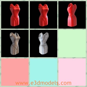 3d model the red dress - This is a 3d model of the red dress,which is modern and pretty.The dress is sexy and made with fibre materials.