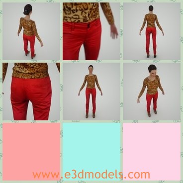 3d model the red pant - This is a 3d model of the red pants,which is made for women and girls.The model is pretty and sexy.