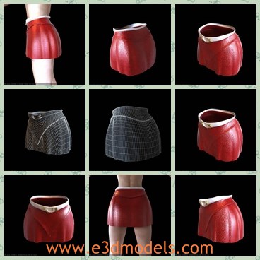 3d model the red skirt - This is a 3d model of the red skirt,which is short and fully textured.The shirt is popular among young women.
