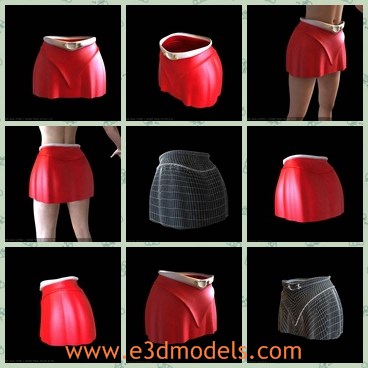 3d model the red skirt - This is a 3d model of the red skirt,which is short and sexy.The model is made of fibre materials.