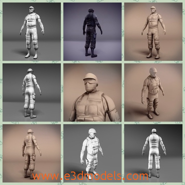 3d model the rigged man - This is a 3d model of the rigged man,who has a cover with him.The model is the police type in the real life.