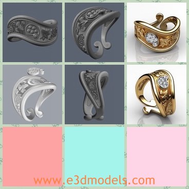 3d model the ring - This is a 3d model of the ring,which is the wedding ring made with diamond.The model has fine design and very popular among young people.
