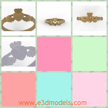 3d model the ring with a heart - This is a 3d model of the ring with a heart,which is cute and charming.The ring will be presented in the wedding ceremony.