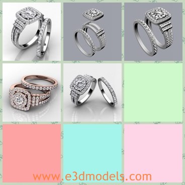 3d model the ring with diamond - This is a 3d model of the ring with diamond,which is the wedding ring with jewelry.The ring is made with double layers.