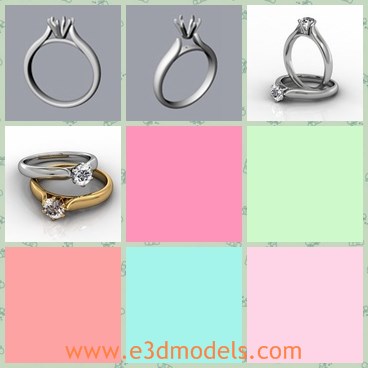 3d model the ring with diamond - This is a 3d model of the ring with diamond,which is the engagement ring in our daily life.The ring is gold.