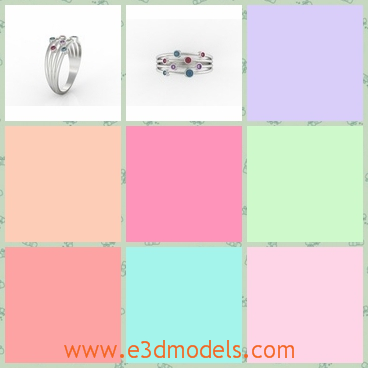 3d model the ring with diamonds - This is a 3d model of the ring with diamongs,which are shining and beautiful.The model can be printed and ornamented with jewelry.