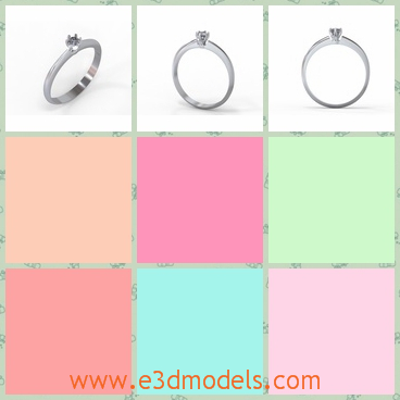 3d model the ring with the diamond - This is a 3d model about the ring with the diamond,which is shining and charming.The model is a necessary ornament in the wedding.