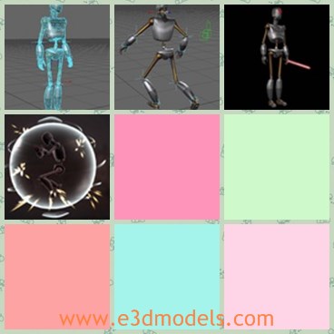 3d model the robot - This is a 3d model of the robot,which is standing on the ground.The model is made with thin arms and legs.