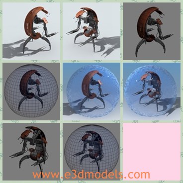 3d model the robot in the movie - This is a 3d model of the  Droideka from Star wars Episode 1,2,3 with materials.The model is in the strange shape but it is very powerful.