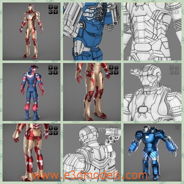 3d model the robot of an iron man - This is a 3d model of the robot of an iron man,which is strong and tall.The man is standing there still to has a rest.
