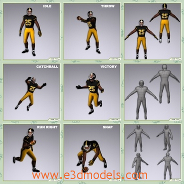 3d model the running player - This is a 3d model of the player,who is running and he is the American type.The model has a helmet on his head and the uniform is cool.