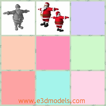 3d model the santa claus in red - This is a 3d model of the Santa Clats in red,which is cartoon figure.The model is cute and popular in the world.