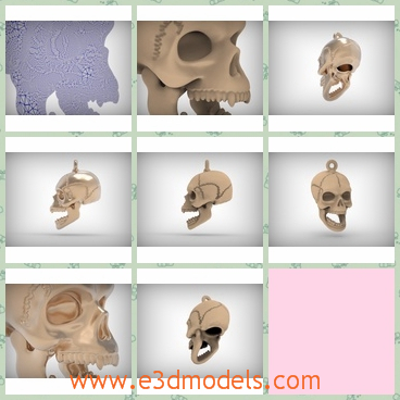 3d model the scull as the pendant - This is a 3d model of the scull as the pendant,which is horribel and scary.The top of the scull has a hook so that one can tie a string to it .