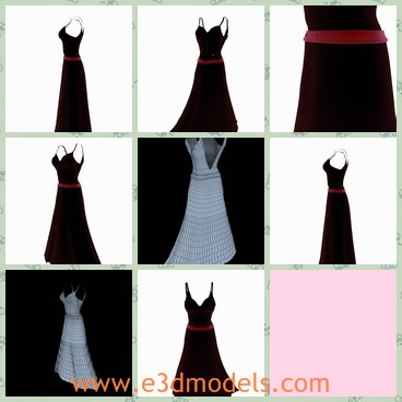 3d model the sexy evening gown - This is a 3d model of the sexy evening gown,which is long and pretty.The dress is made of soft and fibre materials.