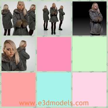 3d model the sexy gilr with a coat - This is a 3d model of the sexy girl with a coat,who has blond hair and white skin.The girl is standing on the ground,looks as if waiting for someone.