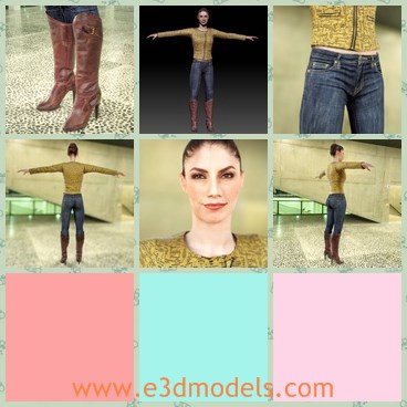 3d model the sexy woman - This is a 3d model of the sexy woman,which is presented with jeans and boots.The model woman is tall and textured.
