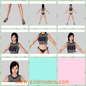 3d model the sexy woman - This is a 3d model of the sexy woman,who is standing on the floor with underpant.She has short hair and she is yound and pretty.