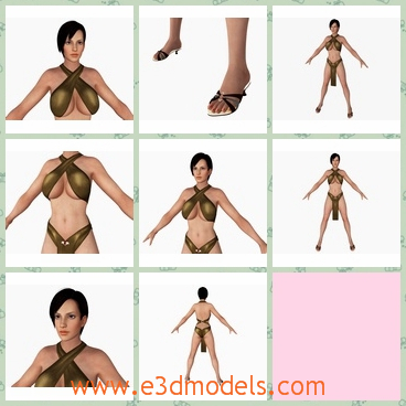 3d model the sexy woman - This is a 3d model of the sexy woman,who has short hair and bikinis.She is brunette but hot.