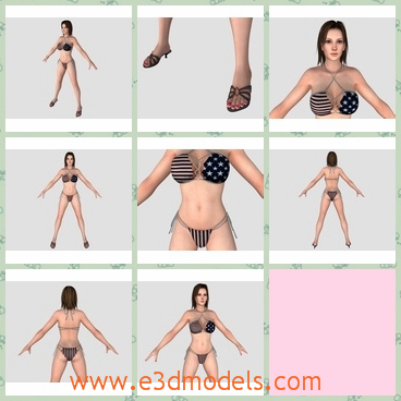 3d model the sexy woman - This is a 3d model of the sexy woman,who has the bikina.The woman has a hot and slender body.