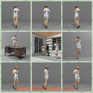 3d model the sexy woman with a phone - This is a 3d model about the sexy woman with a phone,who is chatting on it.The clothes are unwrapped in a way which allows the use of seamless textures.