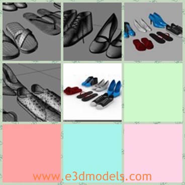 3d model the shoes - This is a 3d model of the shoes,which is presented by pairs.The shoes are different from each other.