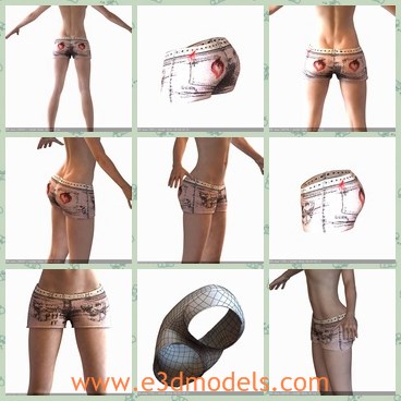 3d model the shorts with leaves - This is a 3d model of the shorts with leaves,which is short and sexy.The shorts are modern and popular.